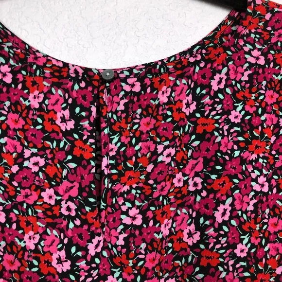 J Crew Factory  Women’s Floral Green Pink Print Long Sleeves Size 2X - Picture 7 of 10